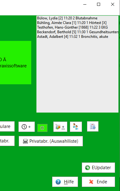 Screenshot: Kombinierte Warte-/Tagesliste